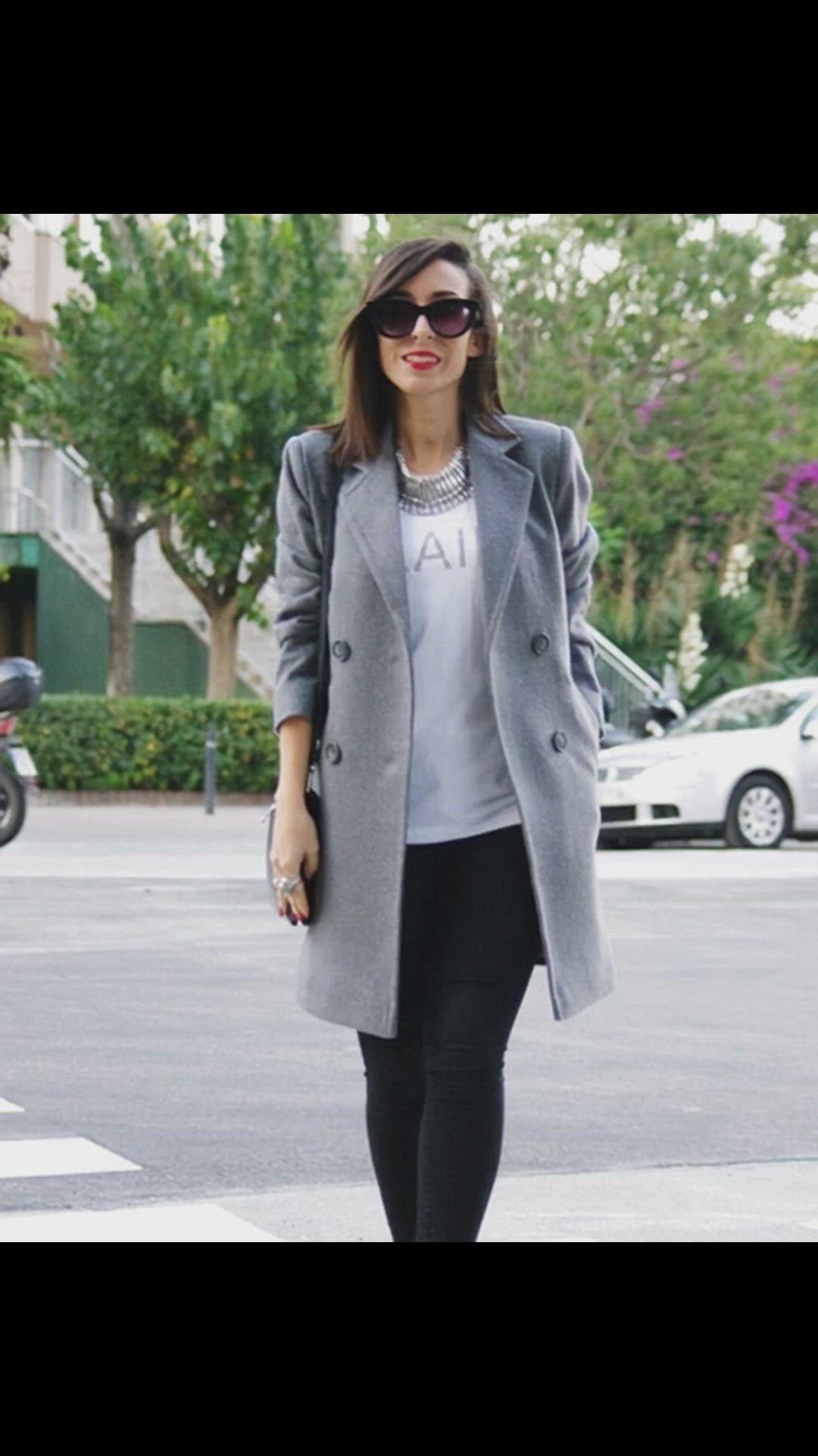 Light gray Double Breasted Coat with wide lapels | Sumissura