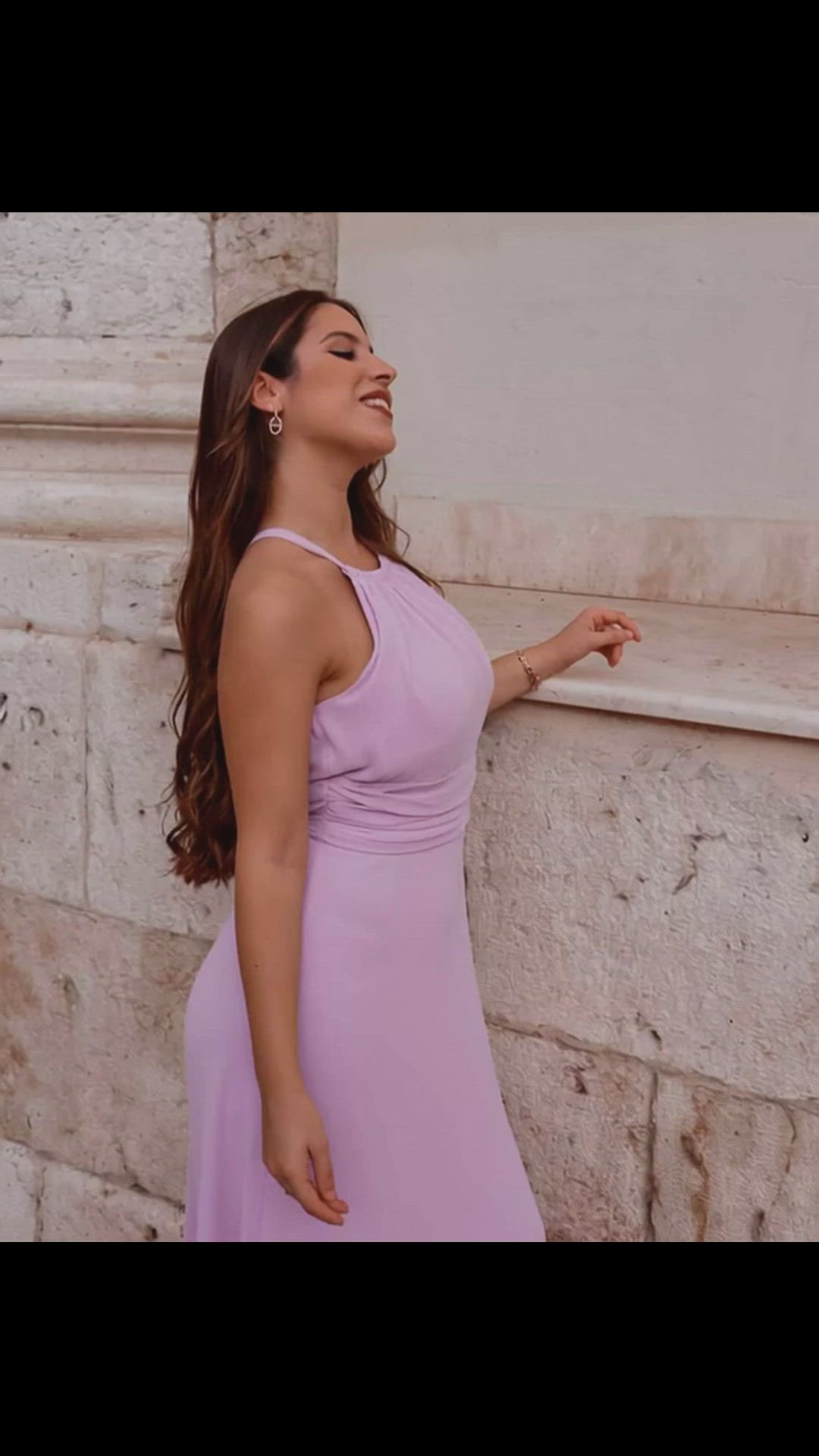 Lavender halter Empire Long Dress