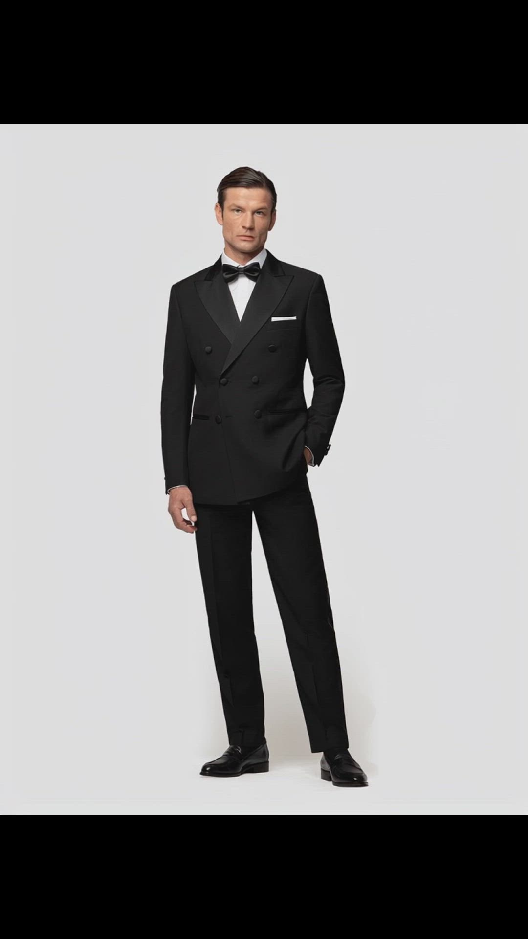 Smoking homme croisé noir avec larges revers