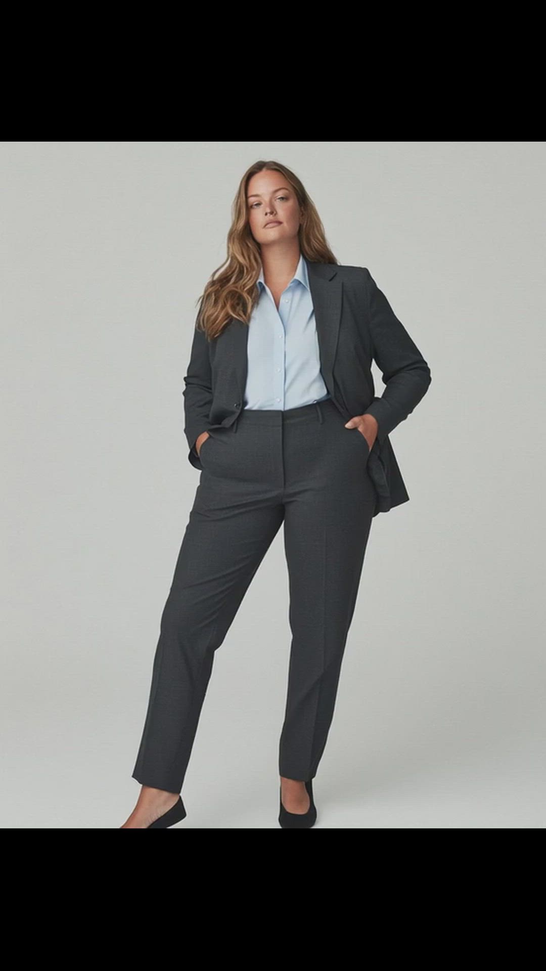 Plus Size Charcoal Business Pantsuit
