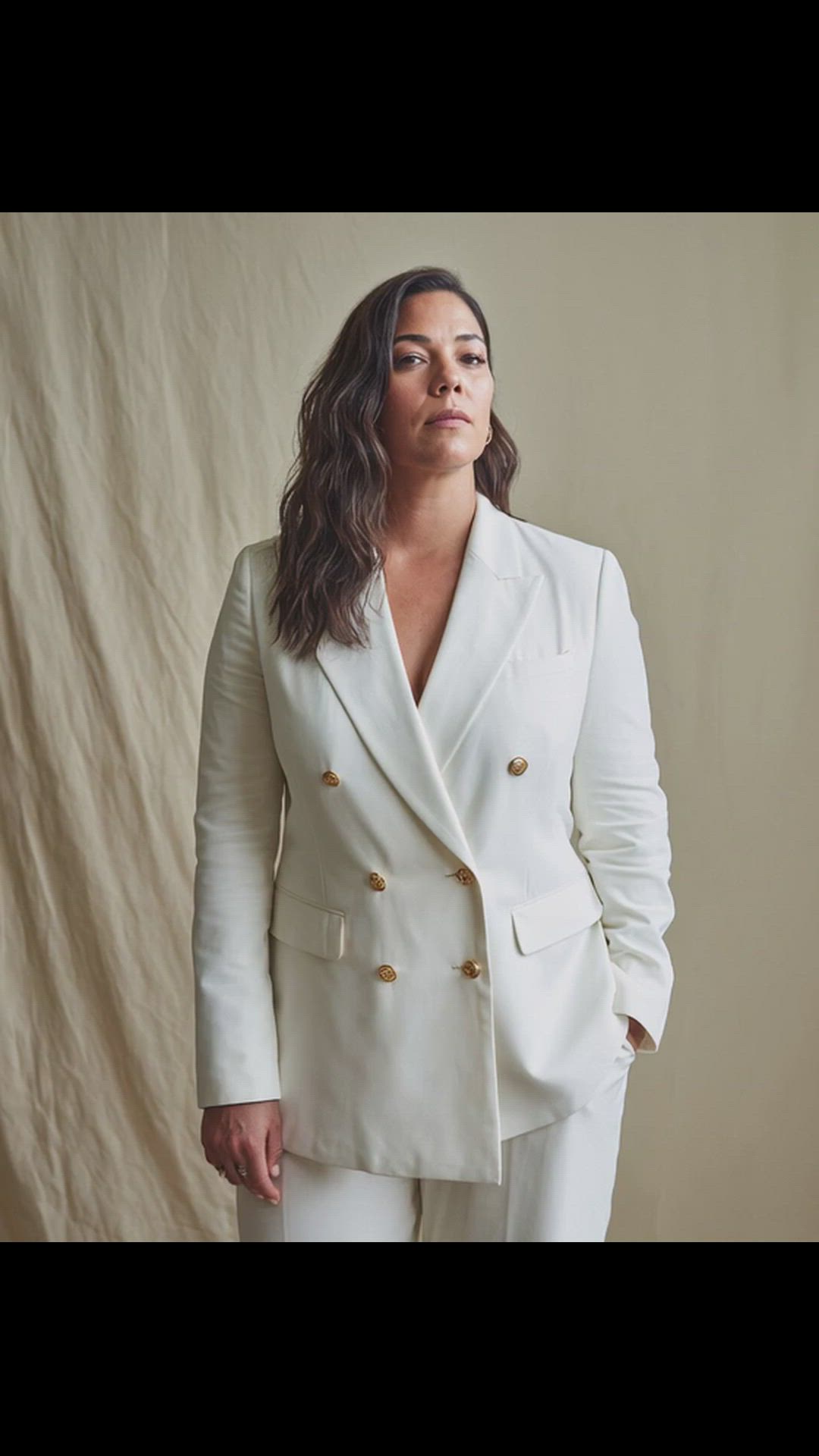 White Plus Size Double Breasted Jacket Pants Suit Plus Size White