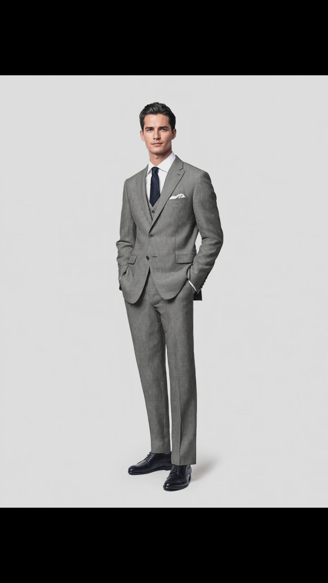 Loro Piana taupe gray overcheck stretch Pure wool 3 piece Suit