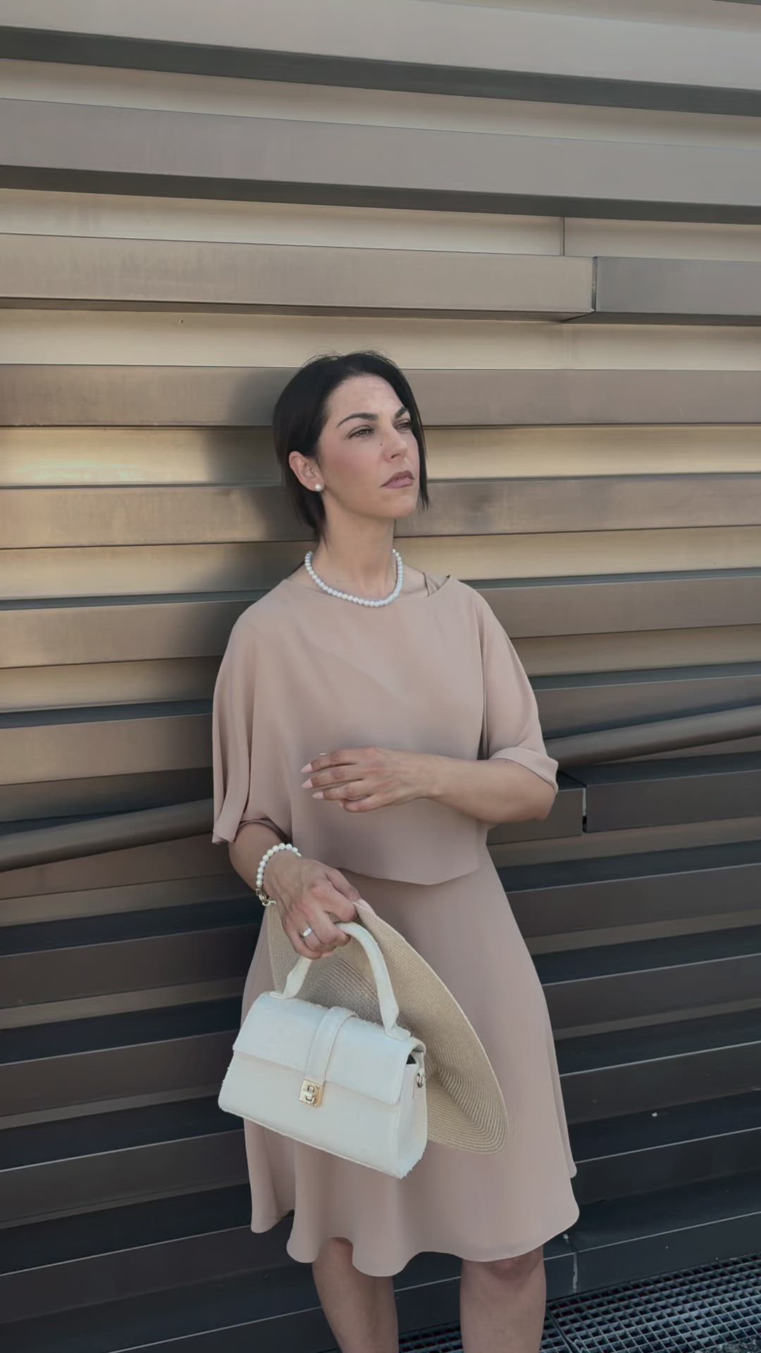 Champagne Empire Dress with cape